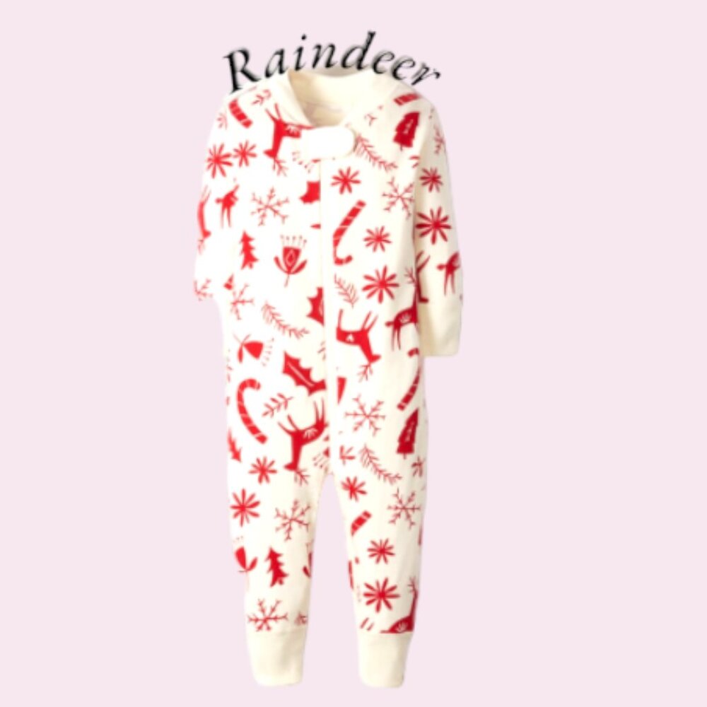 Hanna Andersson Reindeer Christmas Holiday Baby Zip Sleeper Organic Cotton NWOT